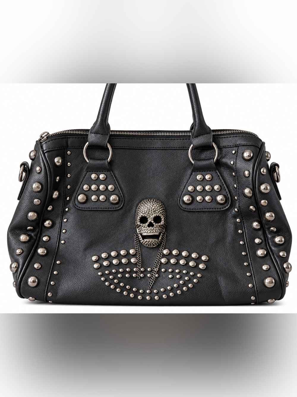 Black Skull Studded Tote Bag - Unbranded
